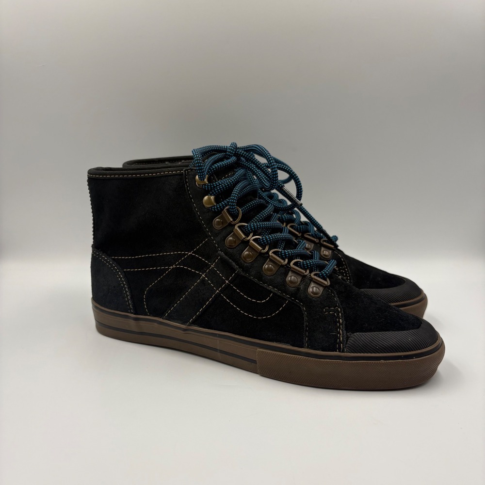 Vans Wellesley Hiker Black Suede Sherpa Lined High Top Boots VN-0KXZBLK Mens 6.5